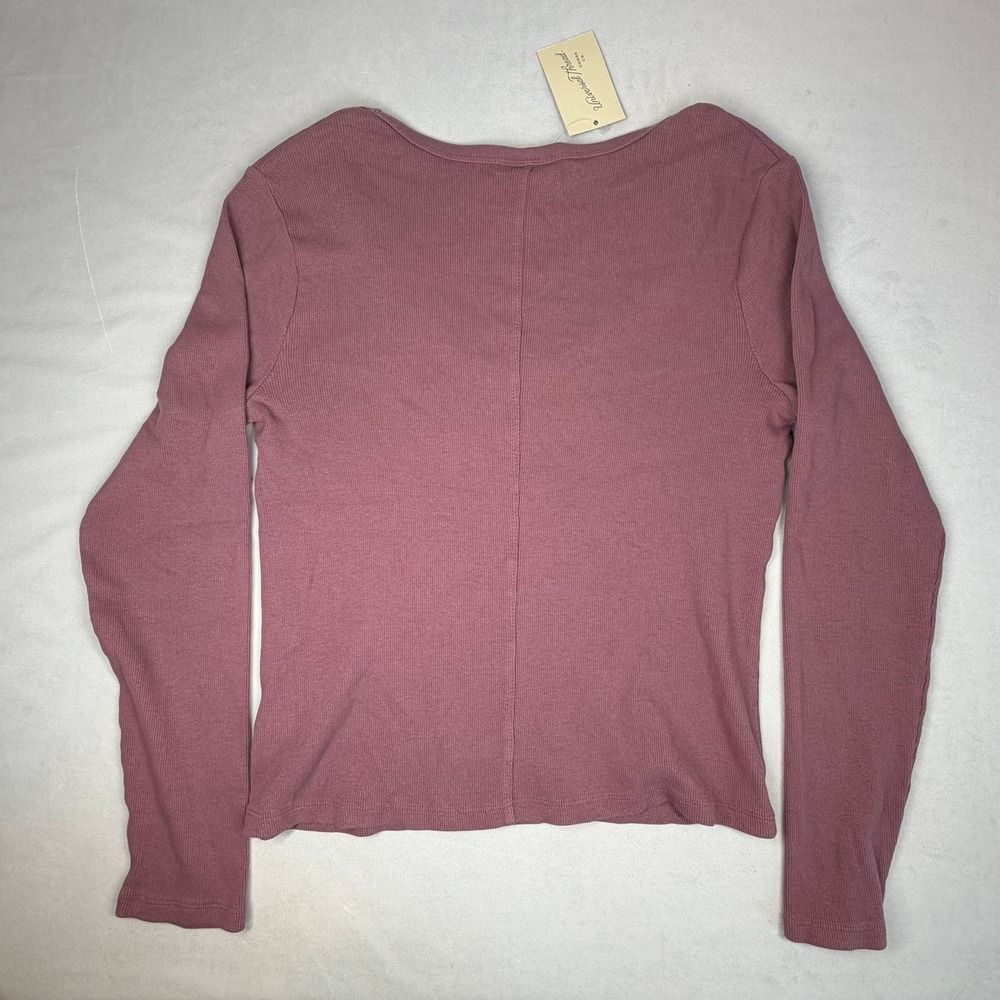 Universal Thread Womens Top Mauve Ribbedā Scoop Neck Long Sleeve Large L New